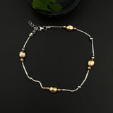 Rose Gold Beads & Silver Anklet