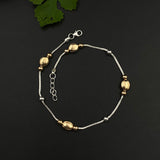 Rose Gold Beads & Silver Anklet