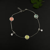 Neon Evil Eye Anklet With Zircon Drops
