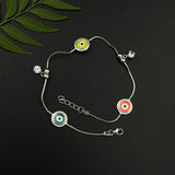 Neon Evil Eye Anklet With Zircon Drops