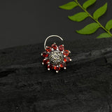 Red Bloomed Flower Nose Pin