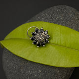 Bloomed Black Flower Nose Pin