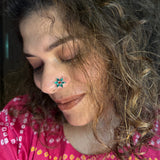 Green & Red Kundan Nose Pin