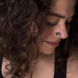 Emerald & Ruby Square Jadau Nose Pin