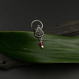 Silver Tribe Hanging Bead Nose Pin (pink)