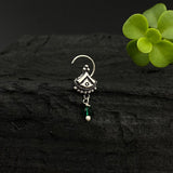 Ethnic Hanging Bead Nose Pin (Green)