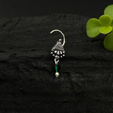 Silver Tribe Hanging Bead Nose Pin (Green)