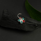 Red Coral & Turq Petals Nose Pin