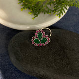 Emerald Floral Nose Pin