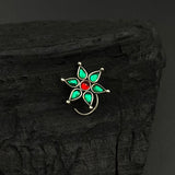 Green & Red Kundan Nose Pin