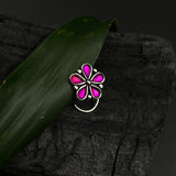 Hot Pink Kundan Flower Nose Pin
