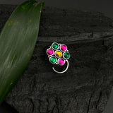Rangoli Kundan Marigold Nose Pin