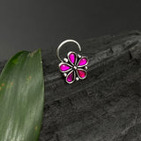 Hot Pink Kundan Flower Nose Pin