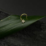 Tiny Zircon Square Nose Pin(Gold Plated)