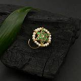 Emerald Star Jadau Nose Pin