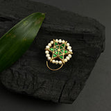 Emerald Star Jadau Nose Pin