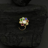 Navrattan Jadau Nose Pin