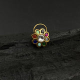 Navrattan Jadau Nose Pin