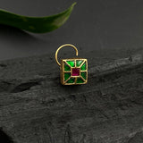 Emerald & Ruby Square Jadau Nose Pin
