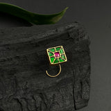 Emerald & Ruby Square Jadau Nose Pin