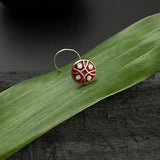 Deep Maroon Enamel & Zircon Nose Pin
