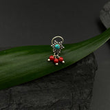 Turq With Red Beads Nose Pin