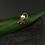 Turq With Red Beads Nose Pin