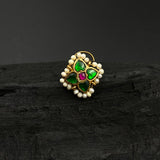 Emerald Ruby Moti Nose Pin