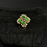 Emerald Ruby Moti Nose Pin