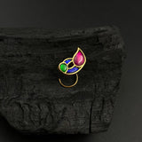 Kundan Peacock Nose Pin