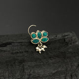 Turq Kundan Drop Nose Pin