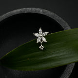 Zircon Flower Droplet Nose Pin(silver)