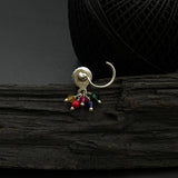 Multicoloured Hanging Beads Nose Pin