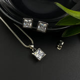 Square Pendant & Ear Studs Set