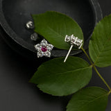 Ruby & Zircon Floral Ear Studs