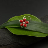 Red Petals Nose Pin