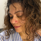 Red Petals Nose Pin