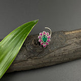 Ruby & Emerald Drop Nose Pin