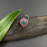 Ruby & Emerald Drop Nose Pin