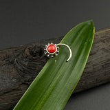 Red Stone Nose Pin