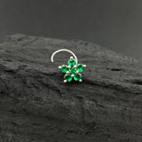 Emerald Flower Nose Pin