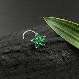 Emerald Flower Nose Pin