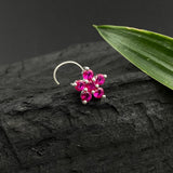 Ruby Flower Nose Pin