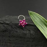 Ruby Flower Nose Pin