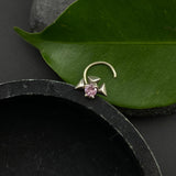 Pink Onyx & Silver Nose Pin