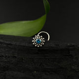 Aqua Flower Nose Pin