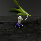 Blue Hanging Beads Nose Pin