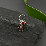 Deep Maroon Hanging Beads Nose Pin