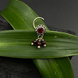 Deep Maroon Hanging Beads Nose Pin