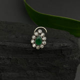 Zircon & Emerald Drop Nose Pin